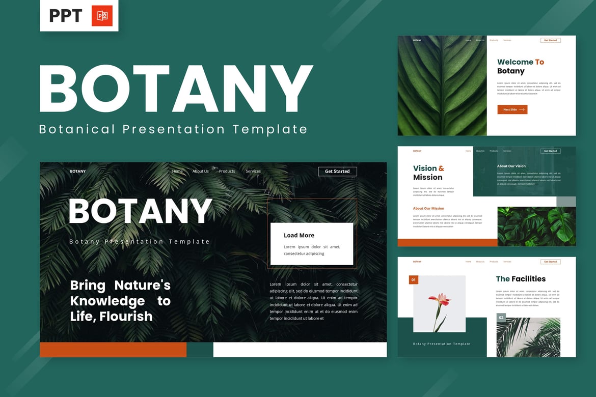 Template PowerPoint Botani - Keindahan Alam dalam Presentasi Anda