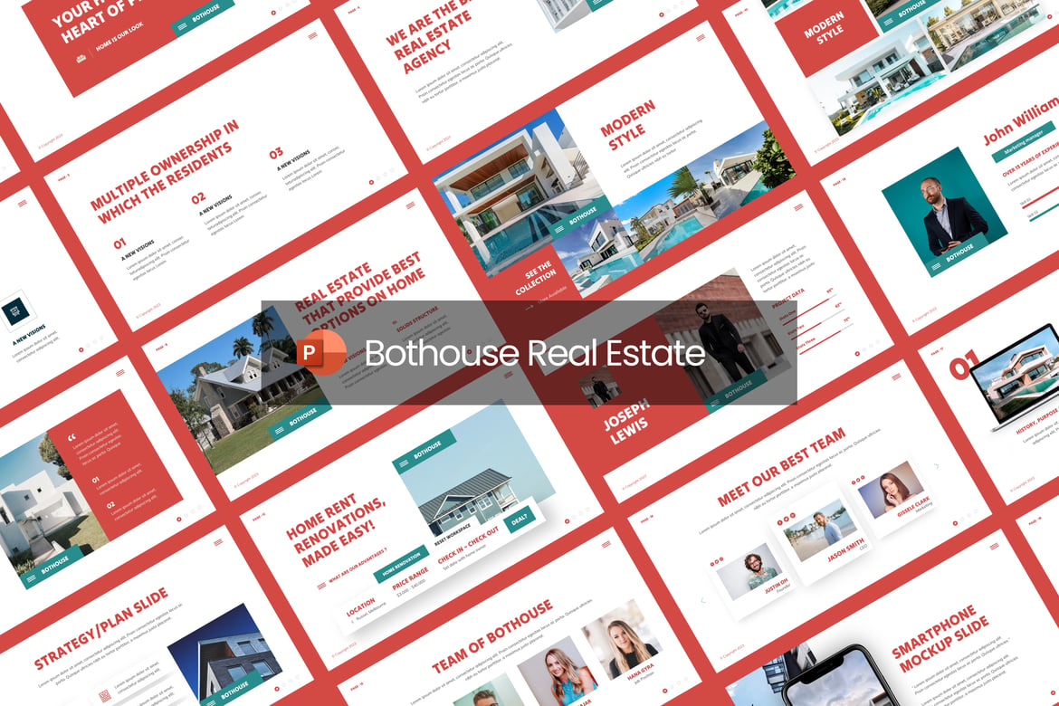 Template PowerPoint Real Estate Bothouse yang Stylish dan Profesional