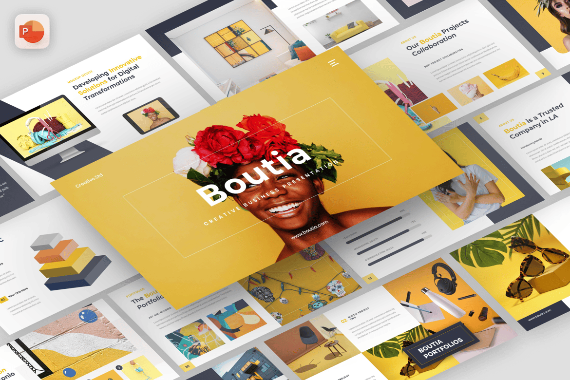 Template Presentasi Bisnis Kreatif Boutia yang Menarik