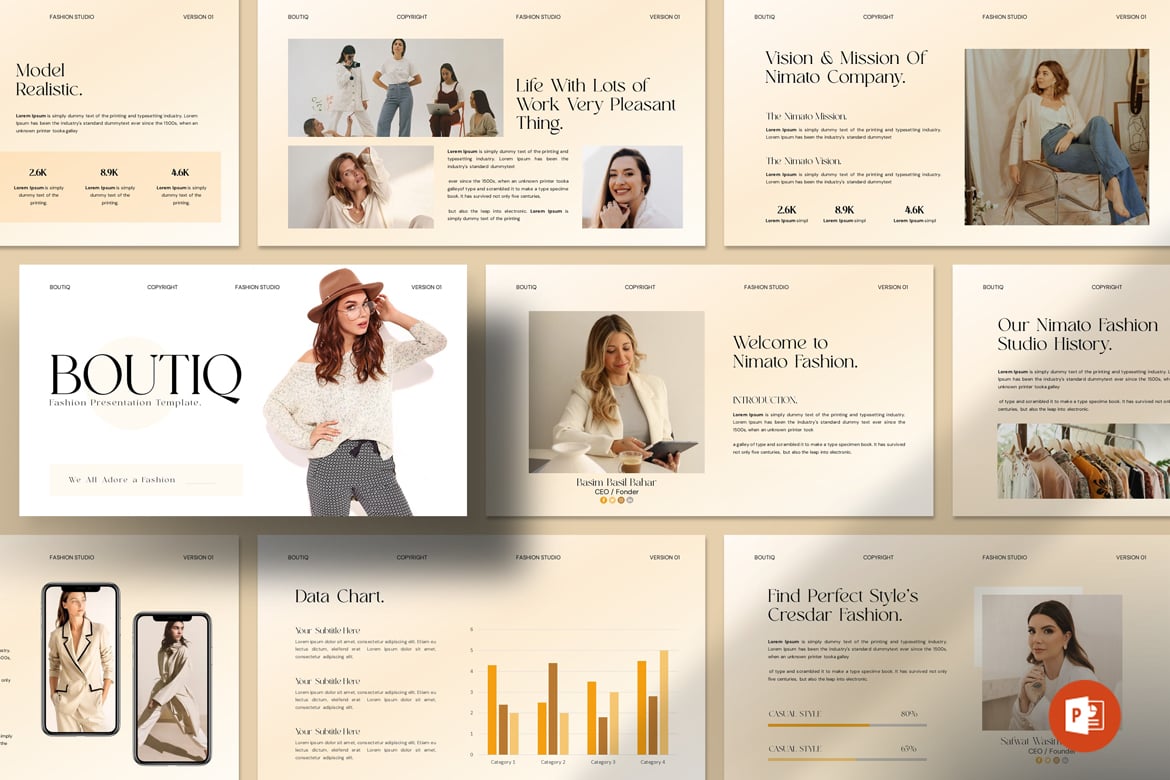 Template Presentasi PowerPoint Fashion Boutique yang Elegan