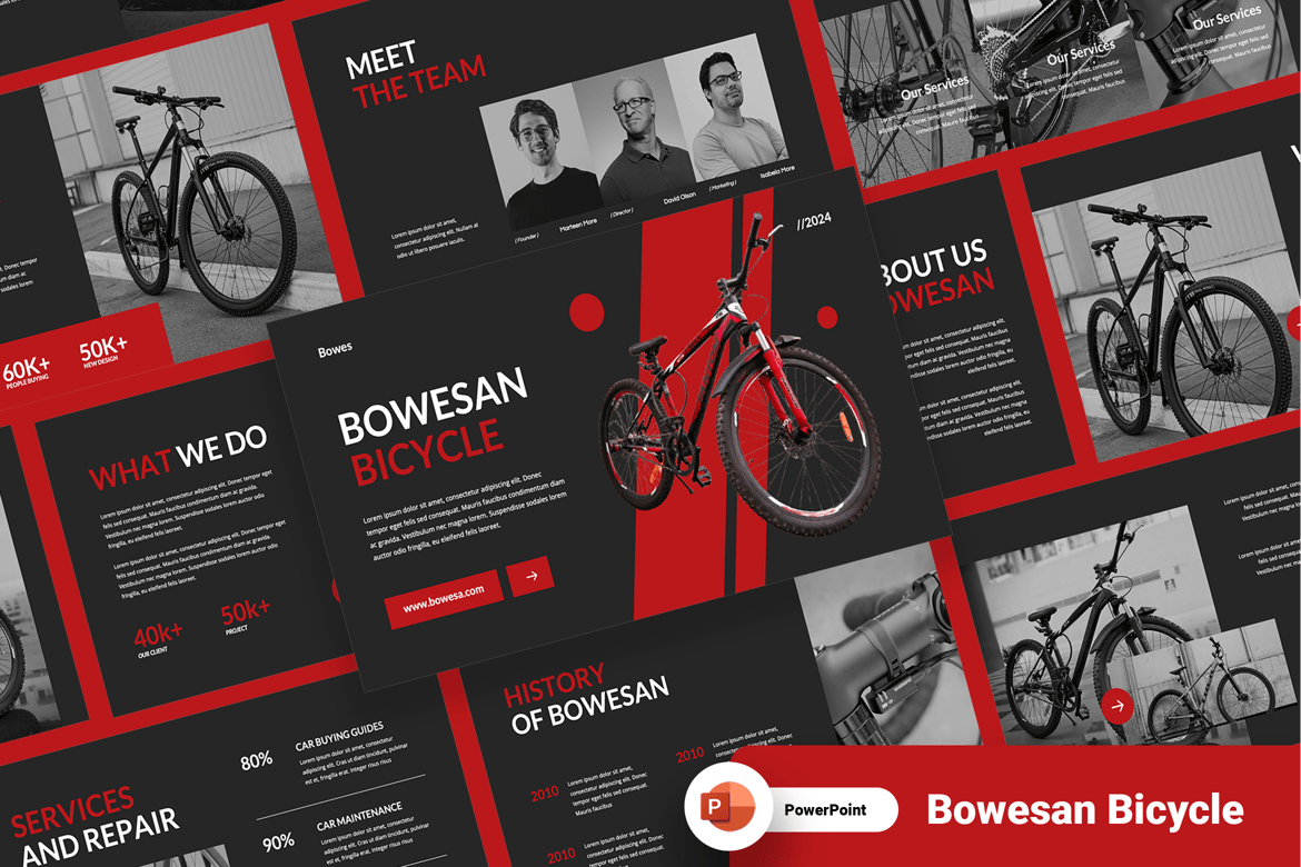Template Presentasi PowerPoint Bowesan untuk Showroom Sepeda yang Menarik