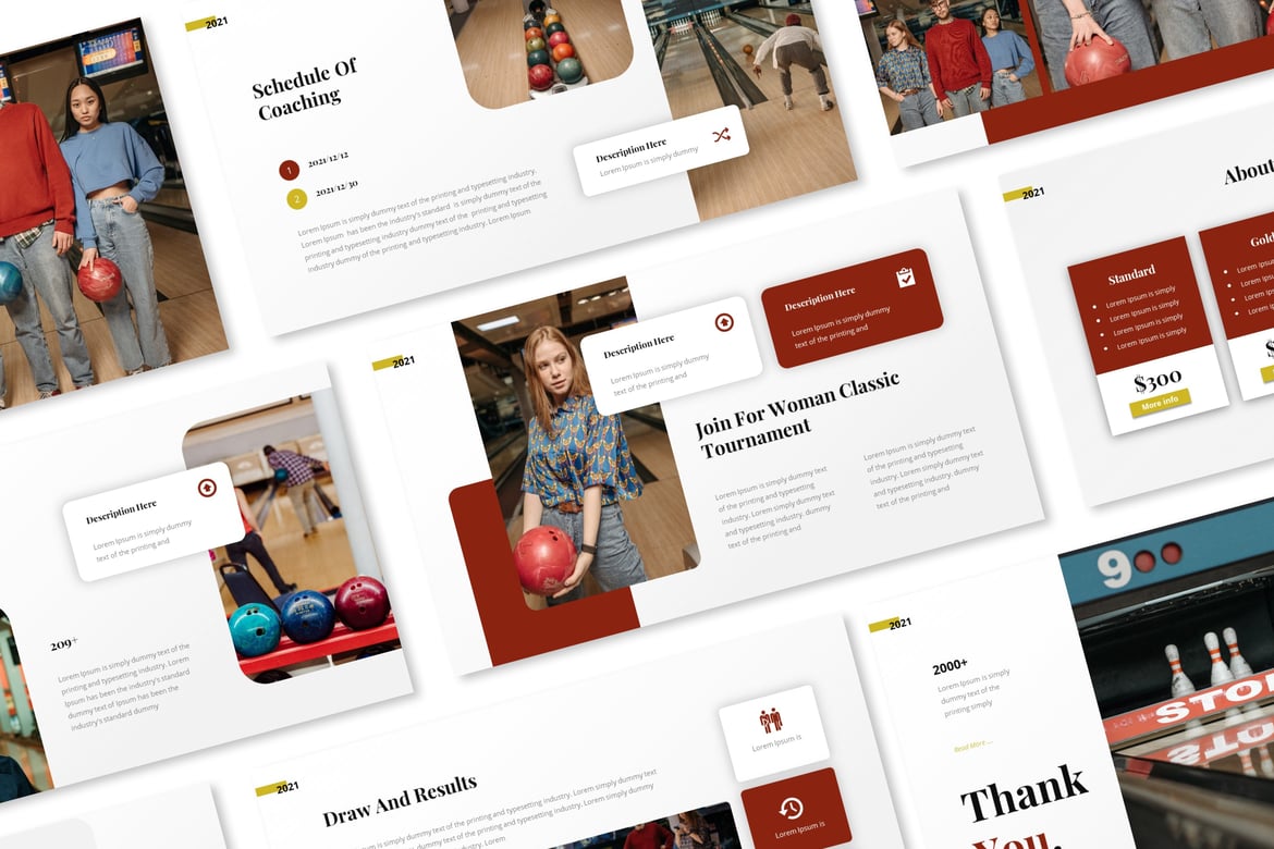 Template Presentasi PowerPoint Klub Bowling yang Menarik dan Profesional
