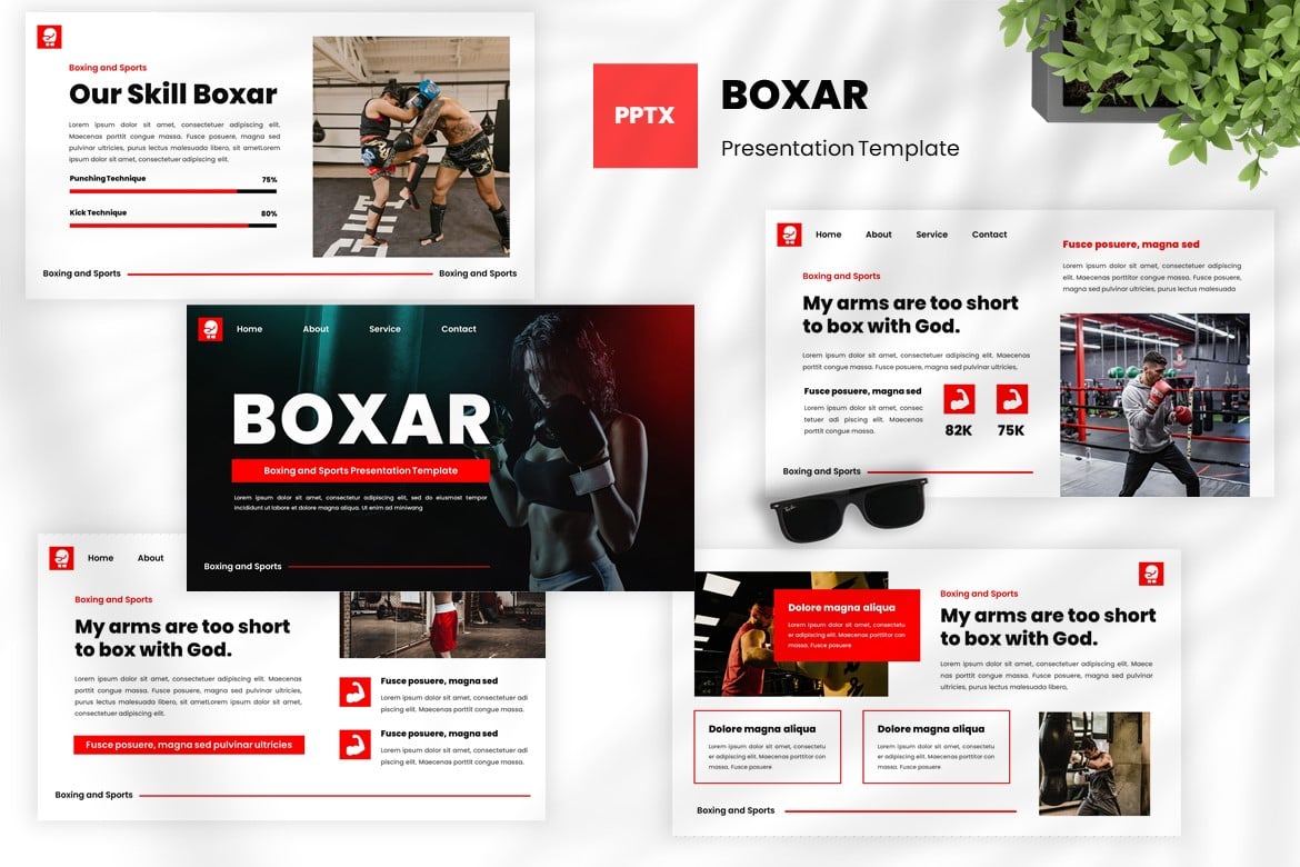 Template Powerpoint Boxar - Profesional untuk Olahraga dan Bisnis
