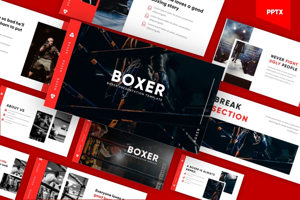 Template PowerPoint Boxer - Solusi Presentasi Olahraga yang Menarik