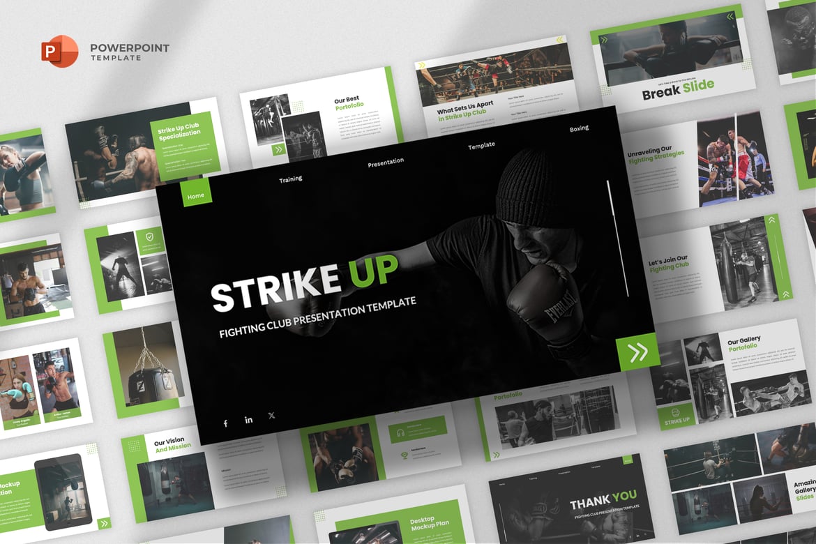 Template Presentasi Powerpoint Olahraga Tinju dan Pertarungan