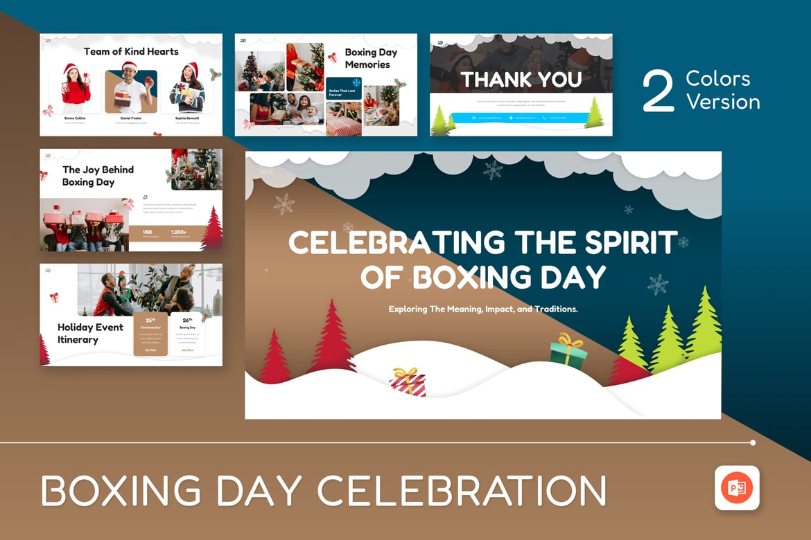 Template PowerPoint Perayaan Boxing Day yang Ceria dan Modern