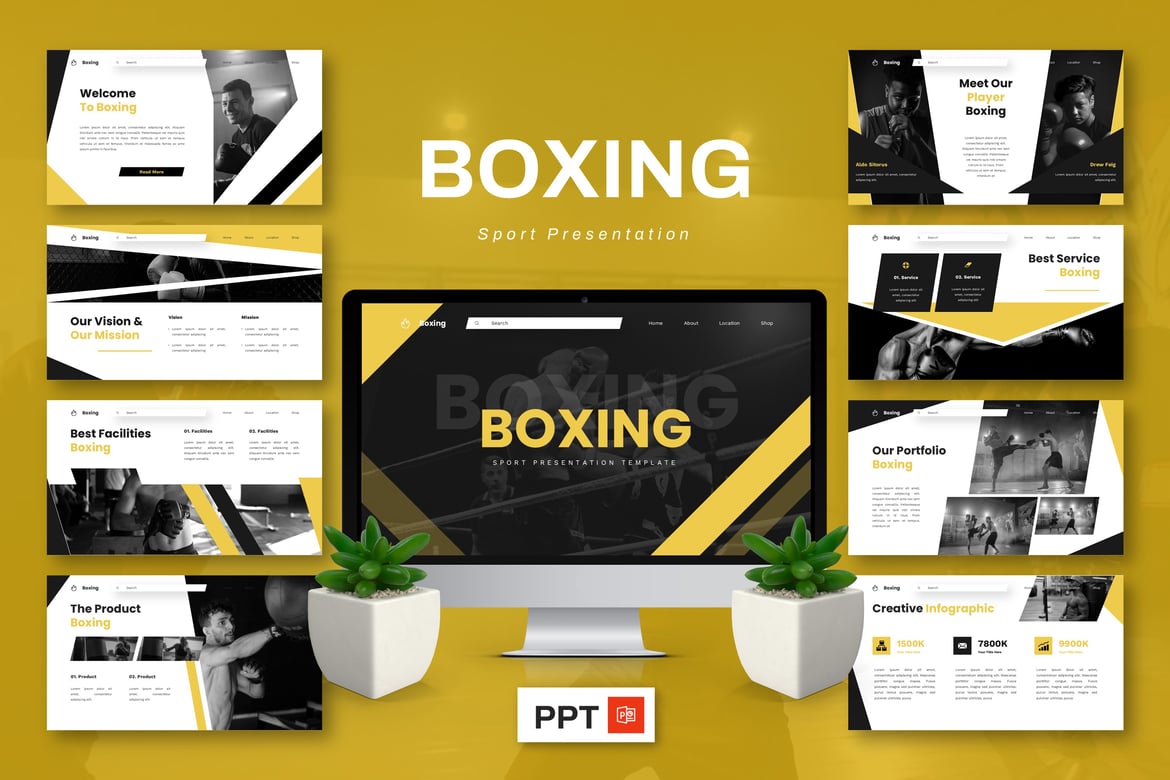 Template Presentasi PowerPoint Olahraga Tinju yang Keren