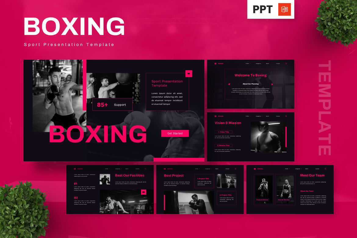 Template Presentasi Powerpoint untuk Olahraga Tinju yang Dinamis