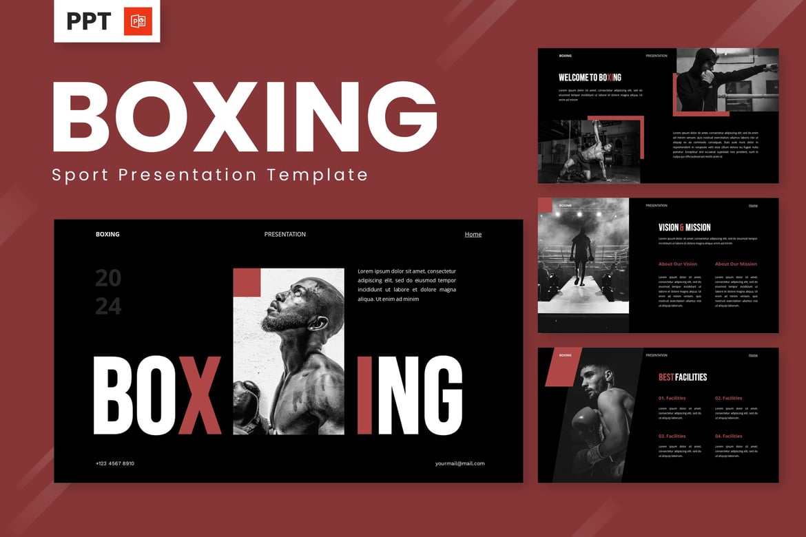 Template Presentasi PowerPoint untuk Olahraga Tinju
