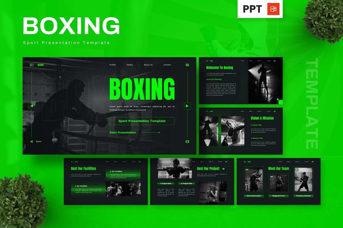 Template Presentasi PowerPoint Olahraga Tinju yang Menarik
