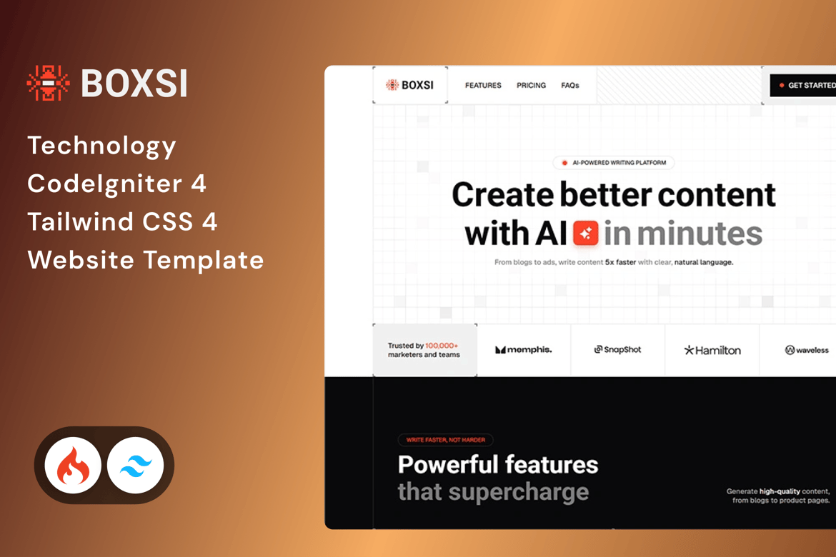Boxsi - Template Website AI Agency dengan CodeIgniter 4 & Tailwind CSS 4