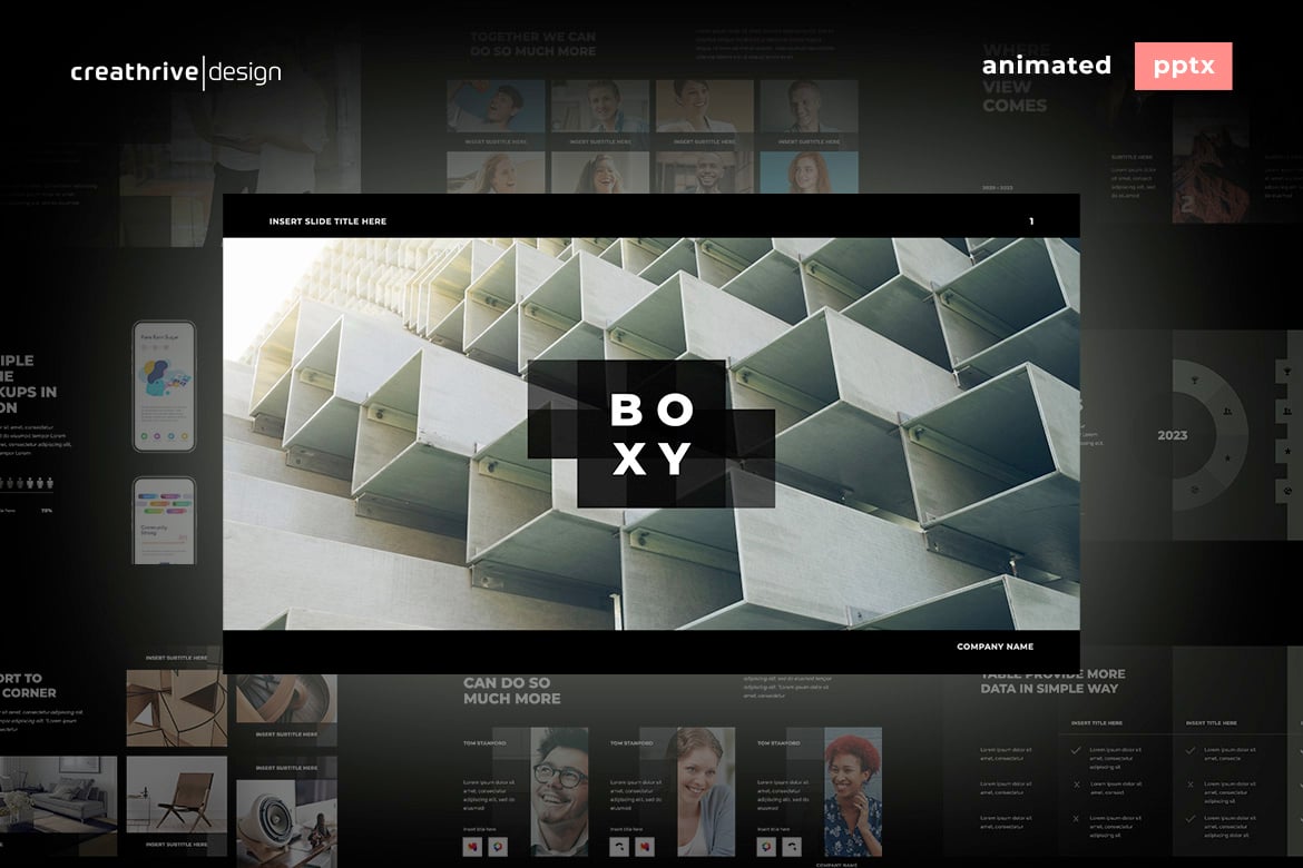 Template PowerPoint Animasi Boxy yang Menarik