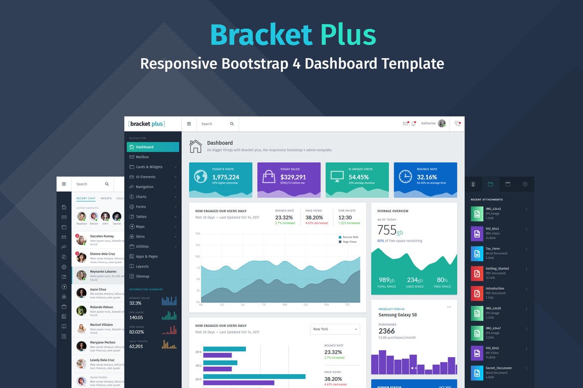Template Dashboard Responsif Bracket+ dengan Bootstrap 4