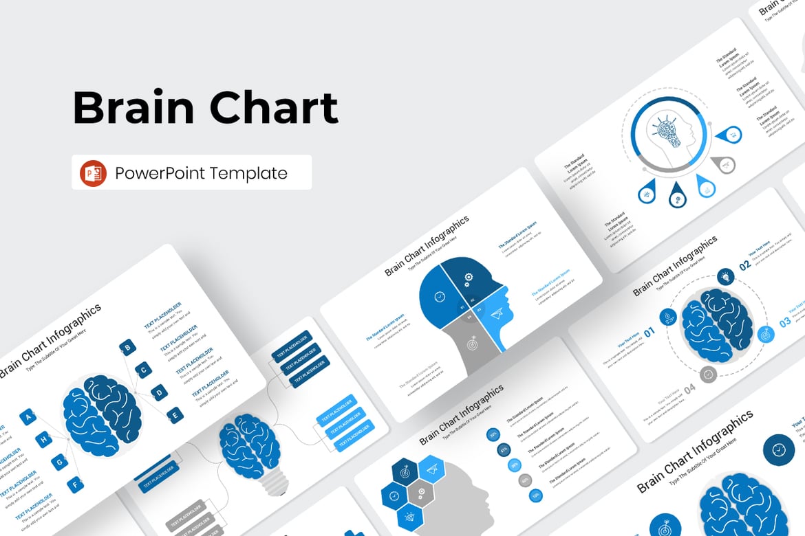 Template PowerPoint Diagram Otak yang Menarik dan Profesional