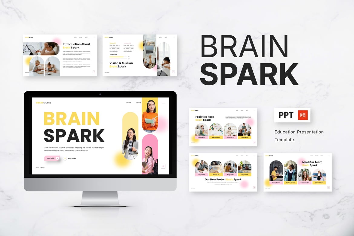 Brain Spark - Template Powerpoint untuk Pendidikan yang Menginspirasi