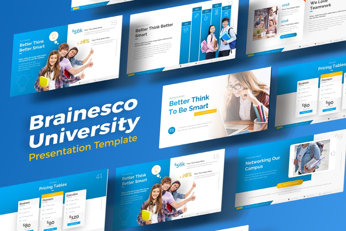 Template Presentasi PowerPoint Brainesco yang Elegan dan Fleksibel