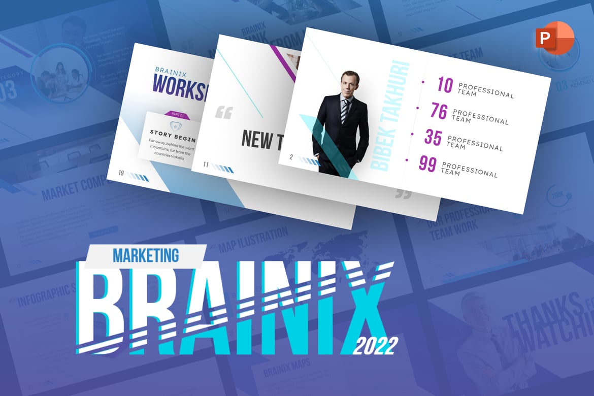 Template PowerPoint Marketing Brainix yang Menawan