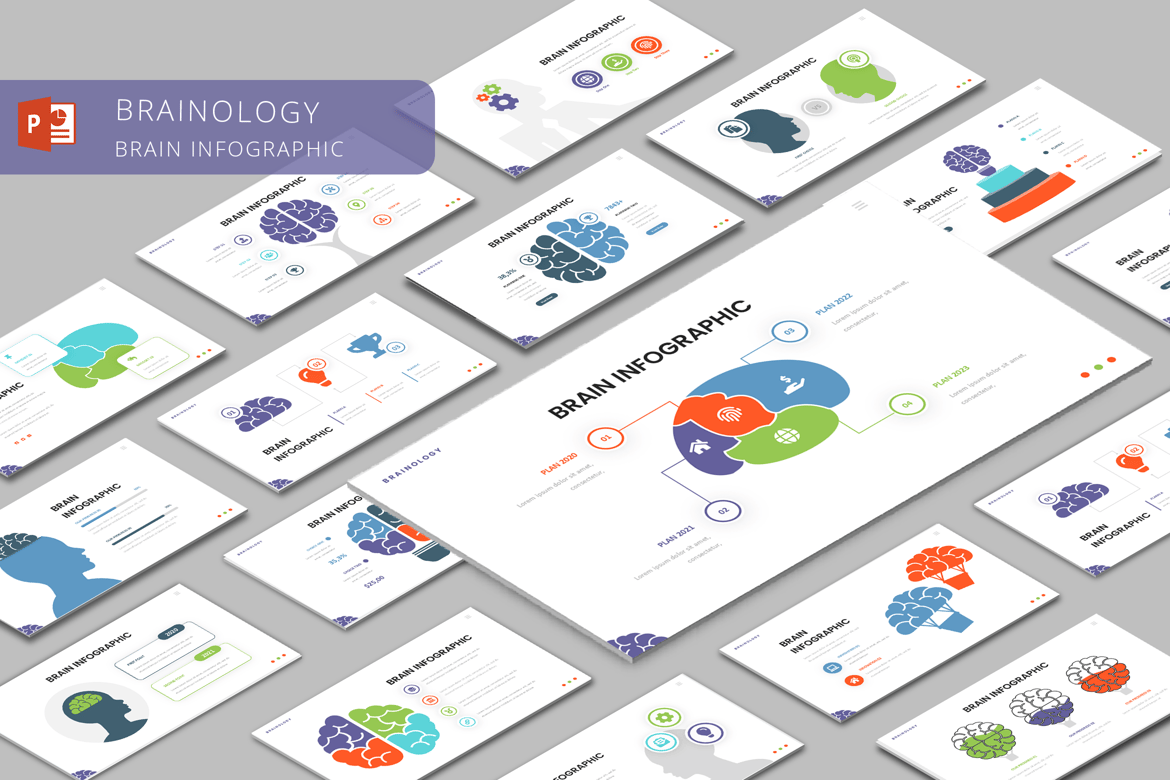 Template Presentasi Infografis Otak - BRAINOLOGY