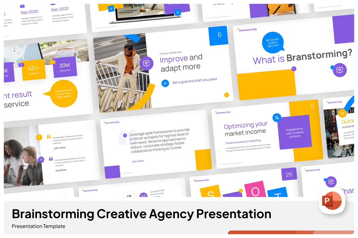 Template Presentasi PowerPoint Kreatif dari Brainstorming Agency