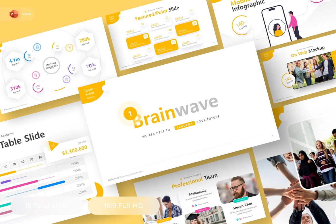 Template Presentasi Pendidikan Brainwave yang Menarik dan Profesional