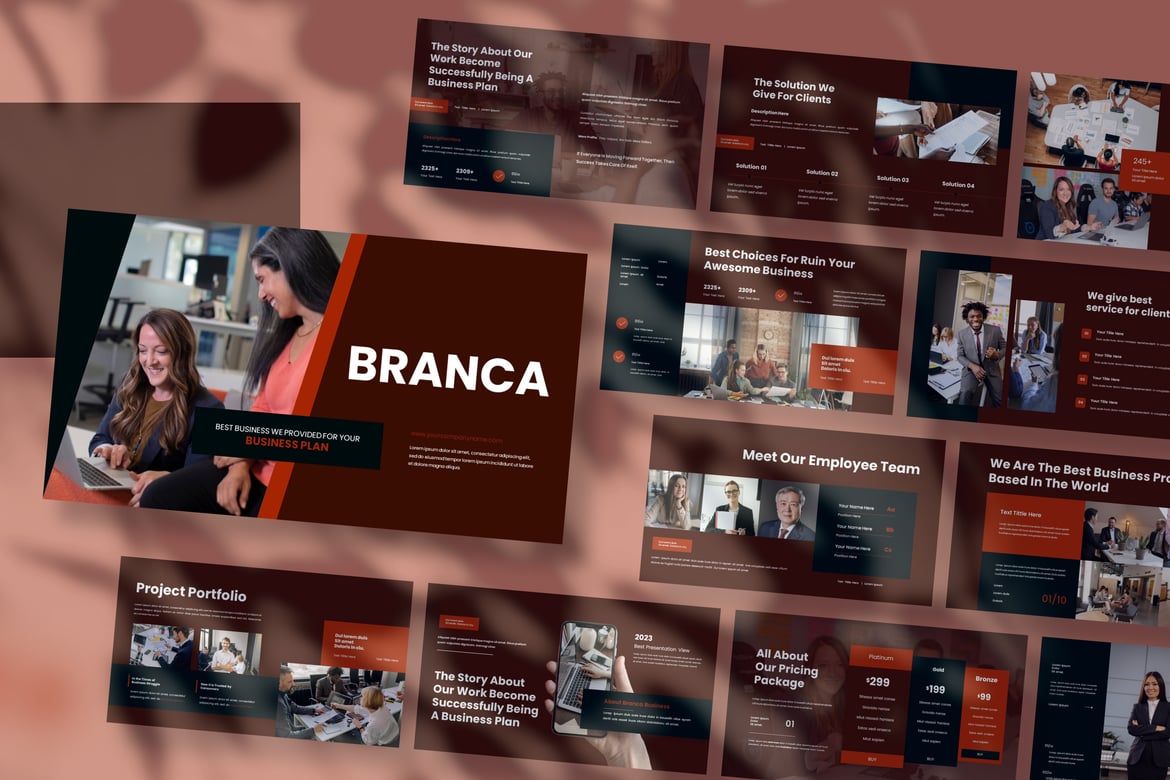 Template Presentasi PowerPoint Branca yang Menarik dan Profesional