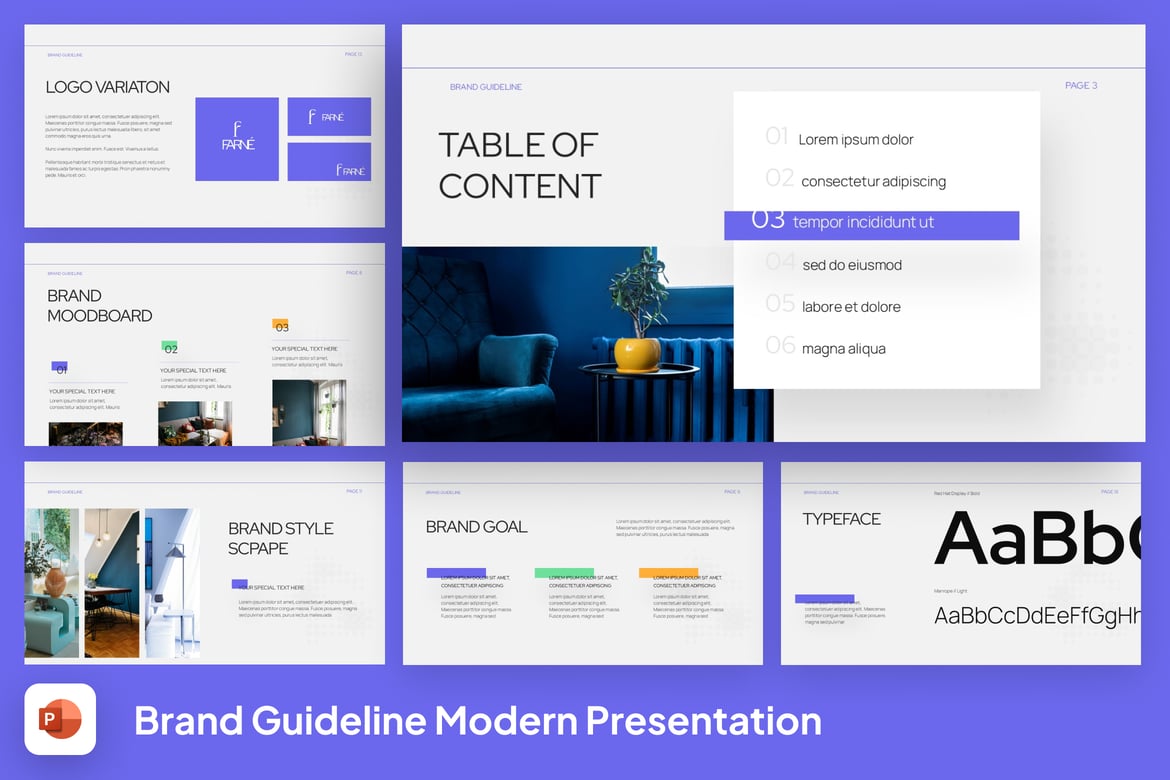 Template PowerPoint Pedoman Merek yang Modern dan Elegan