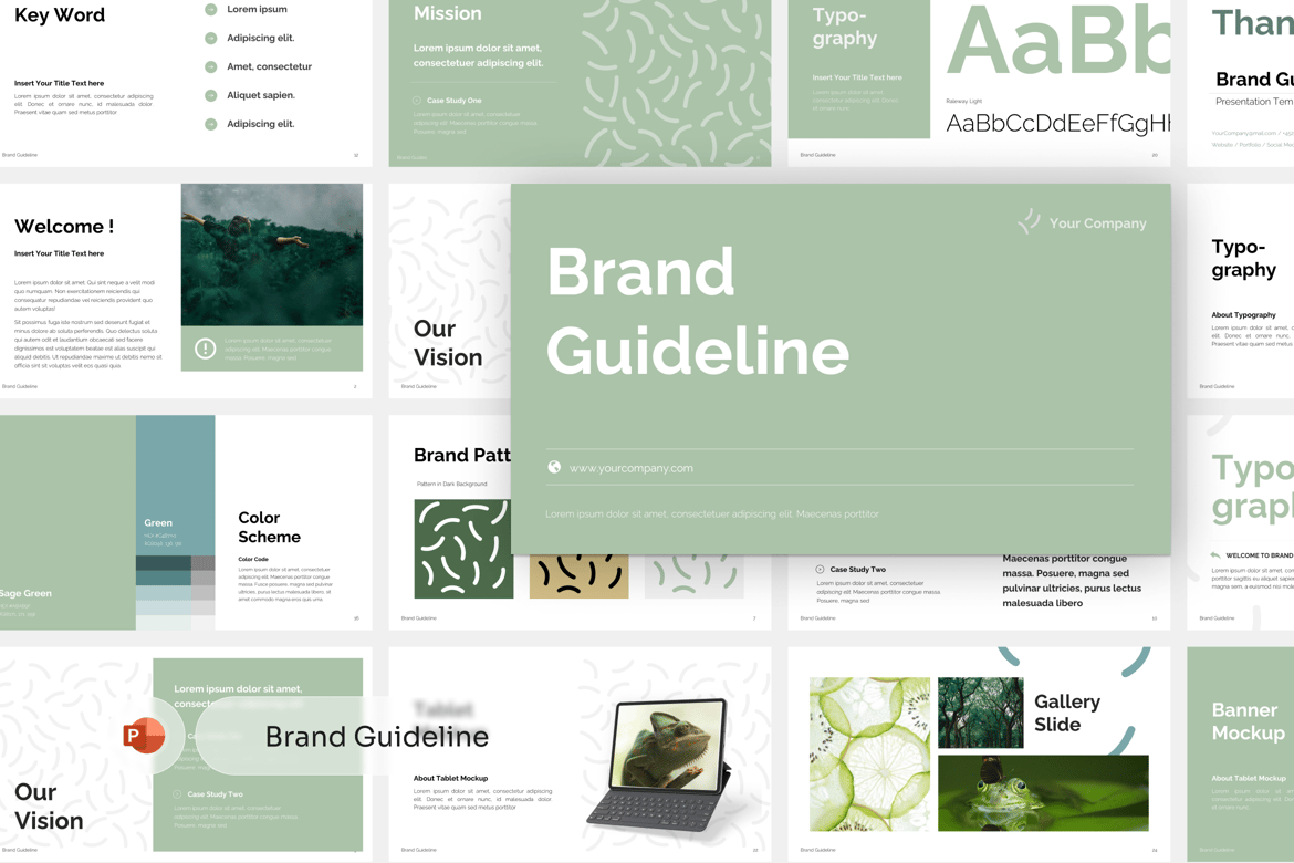 Template PowerPoint Pedoman Merek yang Menarik