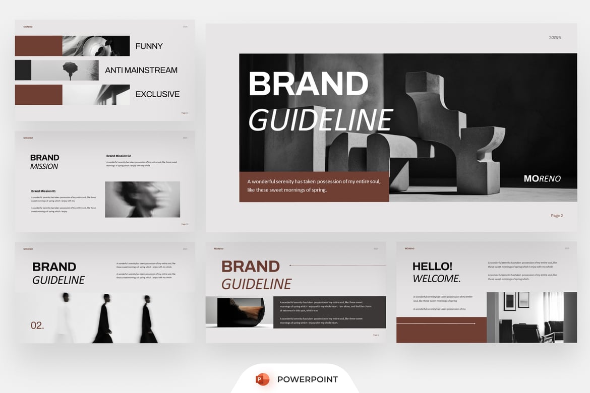 Template PowerPoint Pedoman Merek Modern dan Minimalis