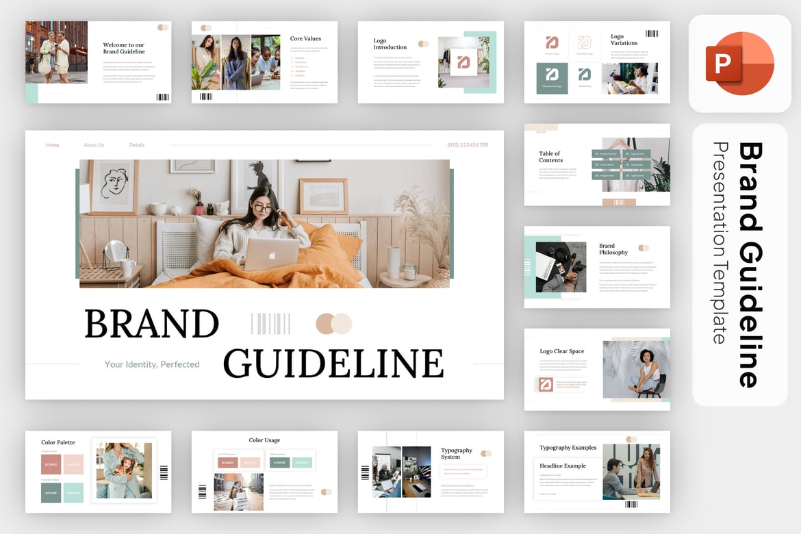 Template Powerpoint Panduan Merek yang Stylish dan Modern