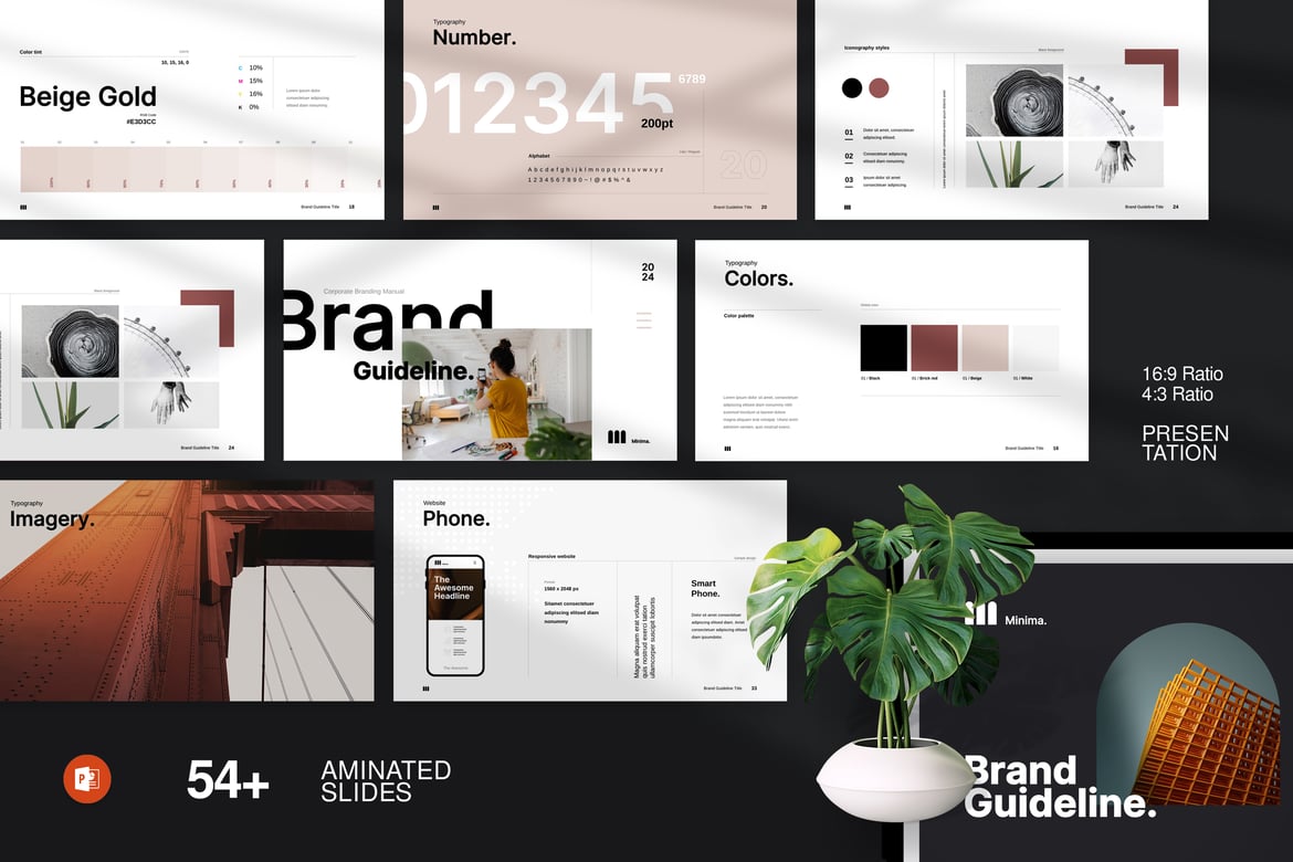 Template PowerPoint Pedoman Merek yang Profesional dan Minimalis