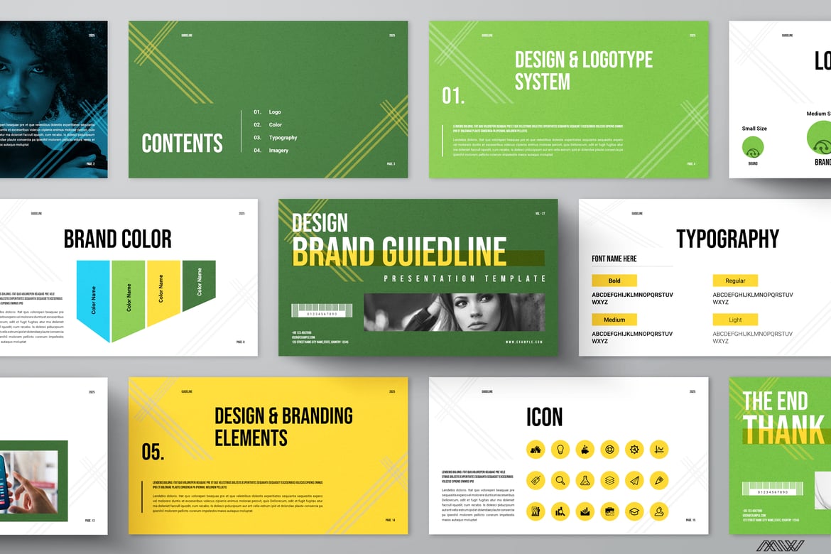Template Presentasi PowerPoint Panduan Merek yang Modern dan Kreatif