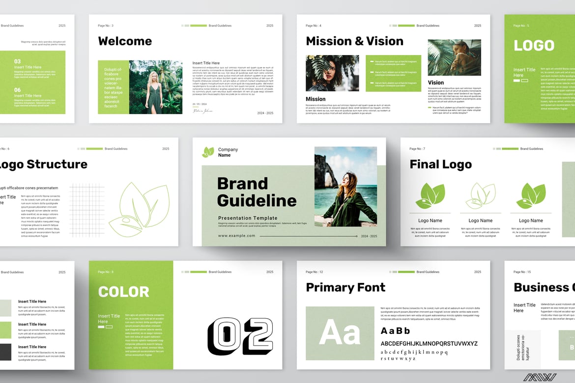 Template PowerPoint Pedoman Merek yang Menarik dan Modern