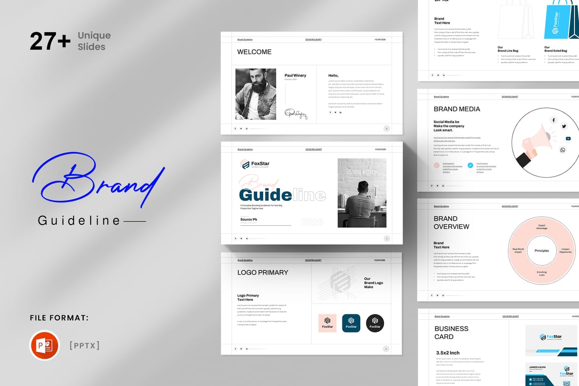 Template PowerPoint Panduan Merek yang Menarik dan Profesional