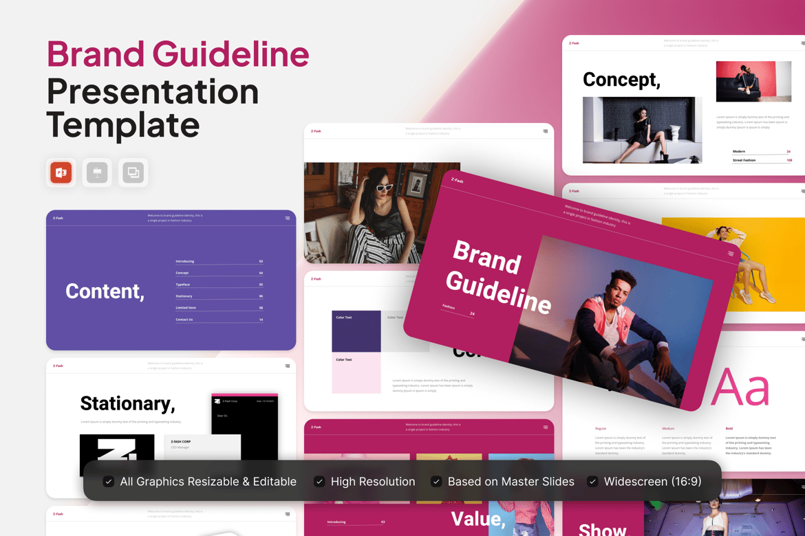Template PowerPoint Pedoman Merek yang Modern dan Profesional