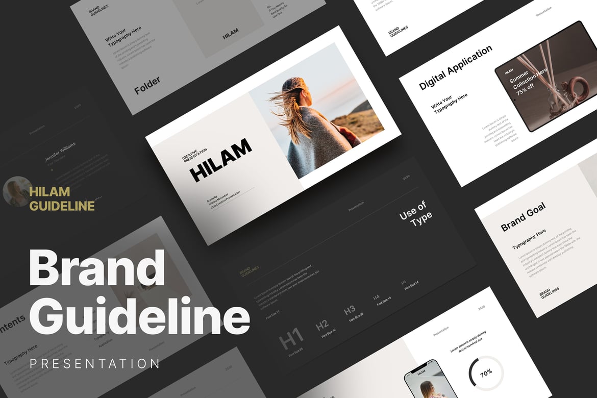 Template PowerPoint Pedoman Merek yang Modern dan Minimalis