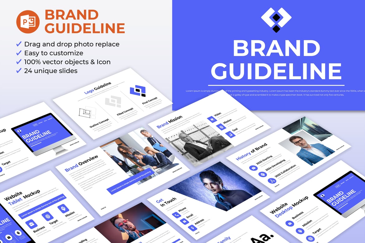 Template PowerPoint Pedoman Merek yang Menarik dan Profesional