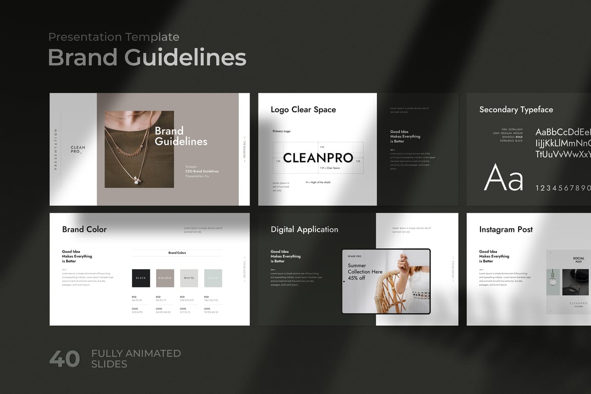 Template PowerPoint Pedoman Merek yang Minimalis dan Profesional