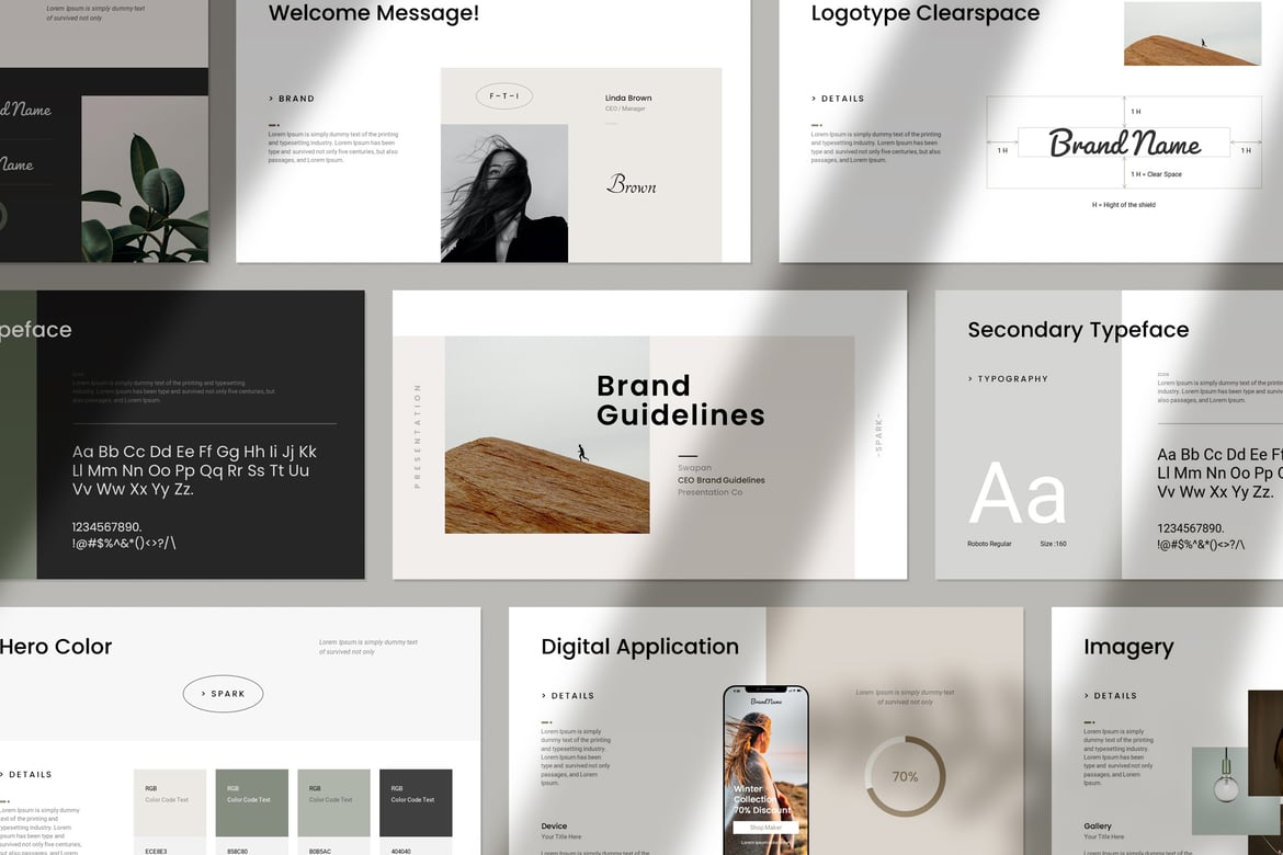 Template PowerPoint Pedoman Merek yang Menarik dan Profesional