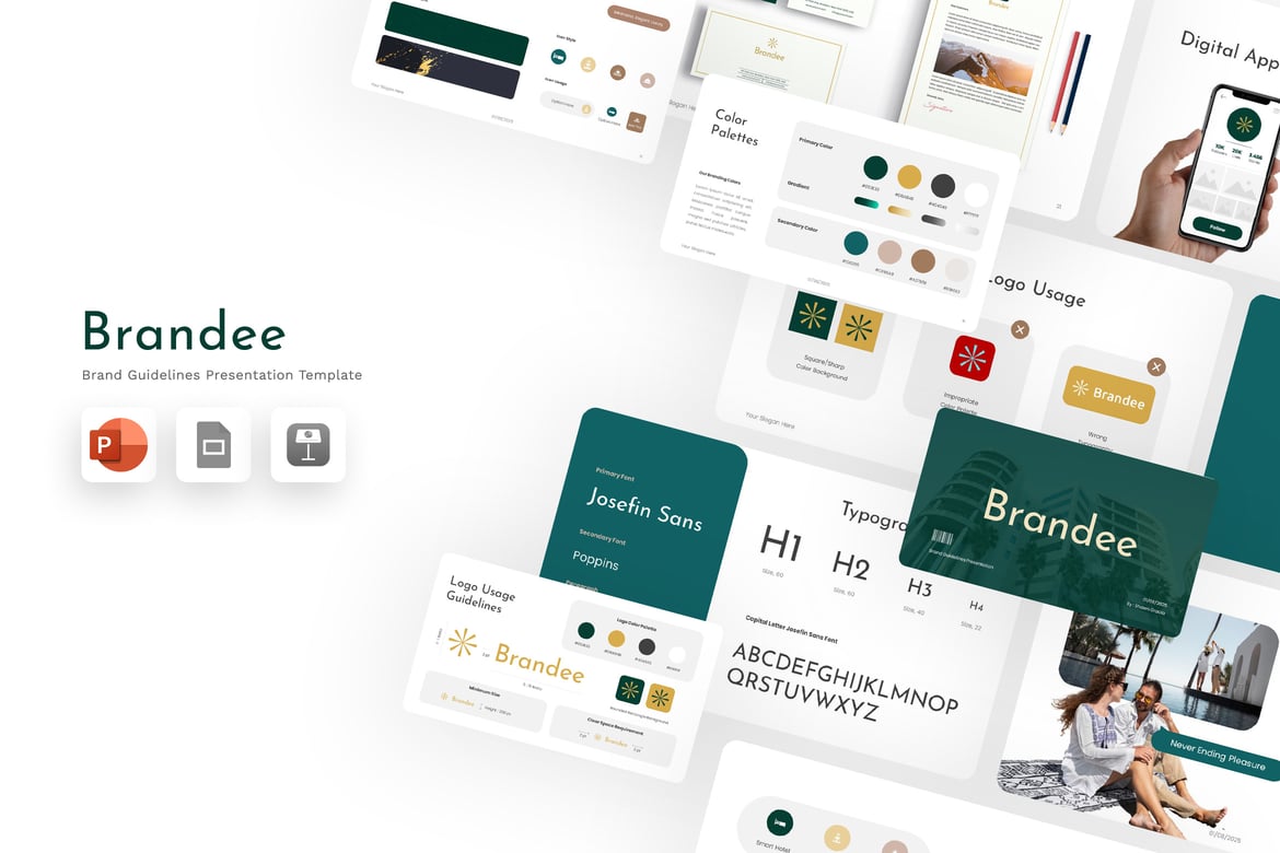 Template Powerpoint Pedoman Merek yang Kreatif dan Elegan