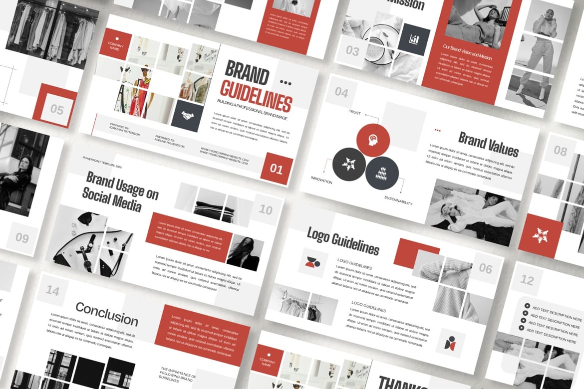 Template PowerPoint Pedoman Merek yang Modern dan Profesional