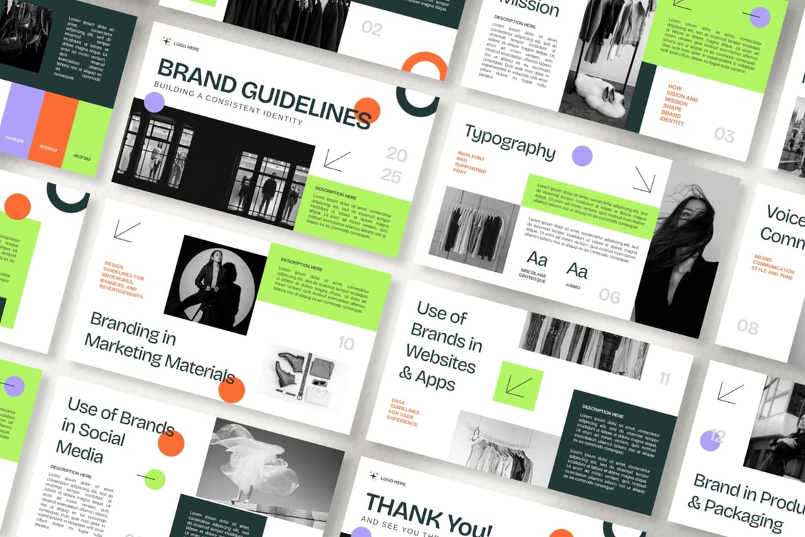 Template PowerPoint Pedoman Merek yang Modern dan Elegan
