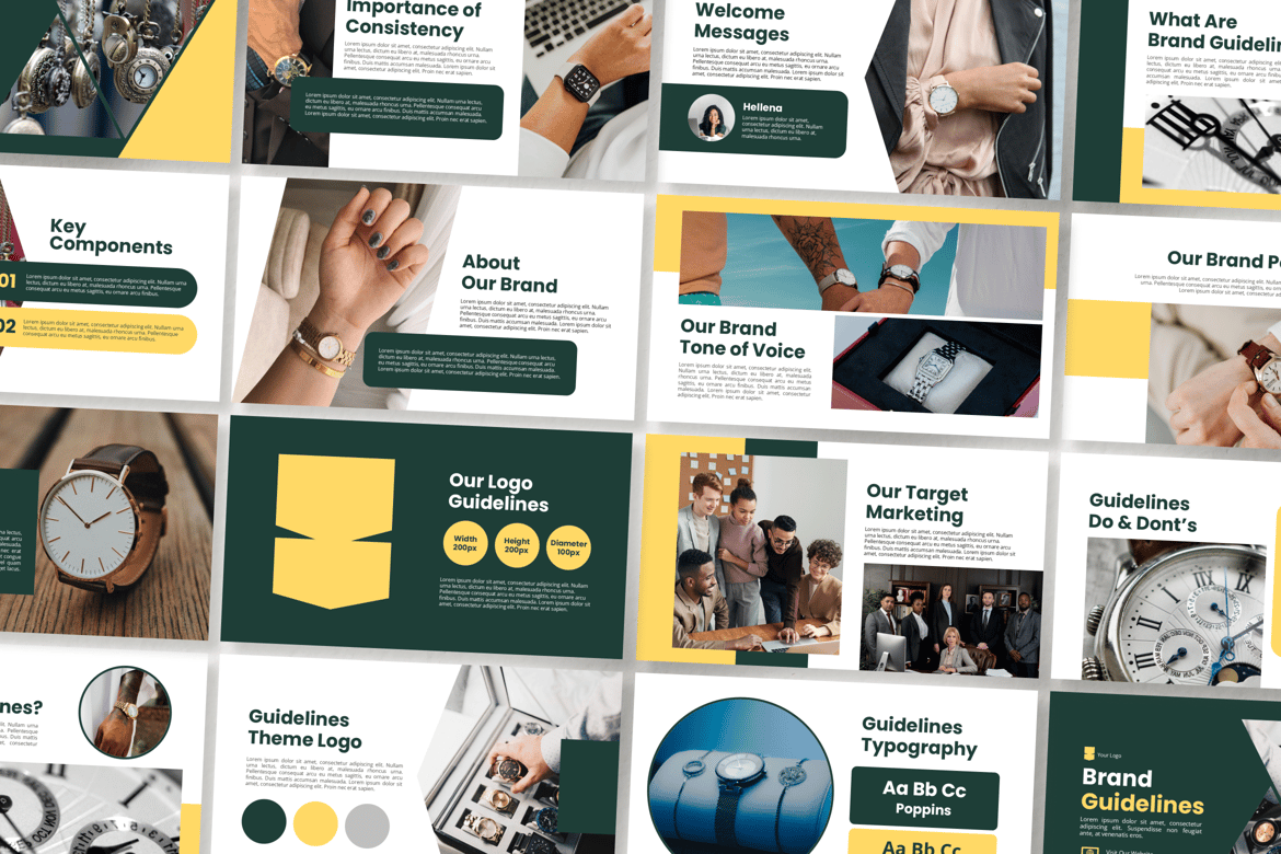 Template PowerPoint Pedoman Merek yang Modern dan Elegan