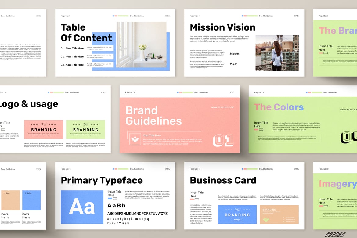 Template PowerPoint Pedoman Merek yang Kreatif dan Modern