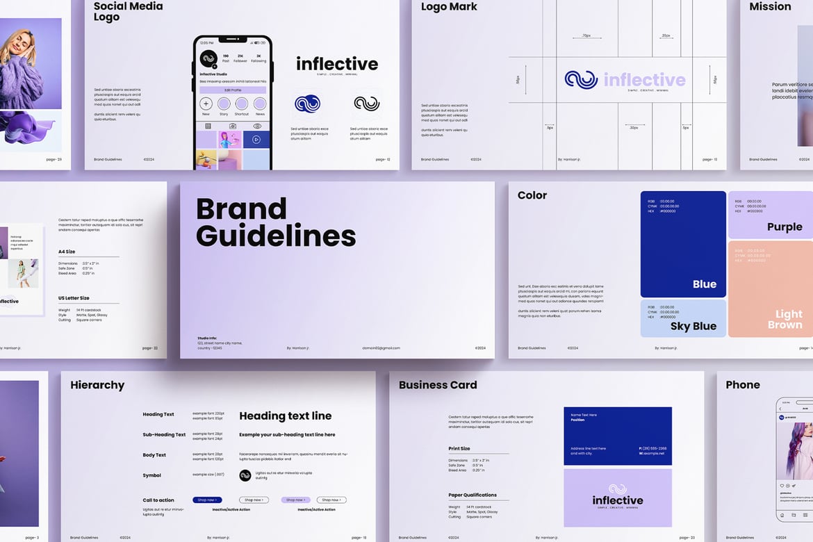 Template Presentasi PowerPoint Pedoman Merek yang Menarik