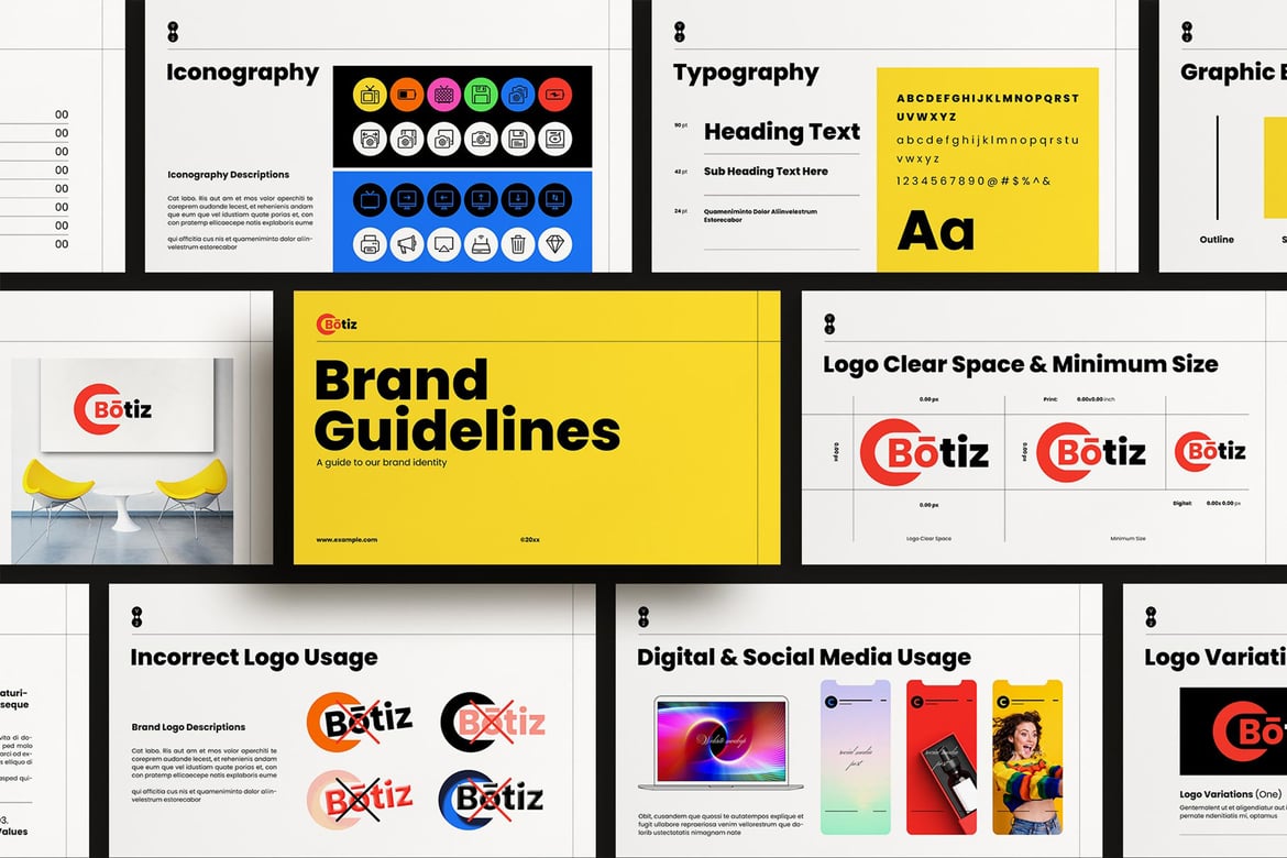 Template Presentasi PowerPoint Pedoman Merek yang Menarik