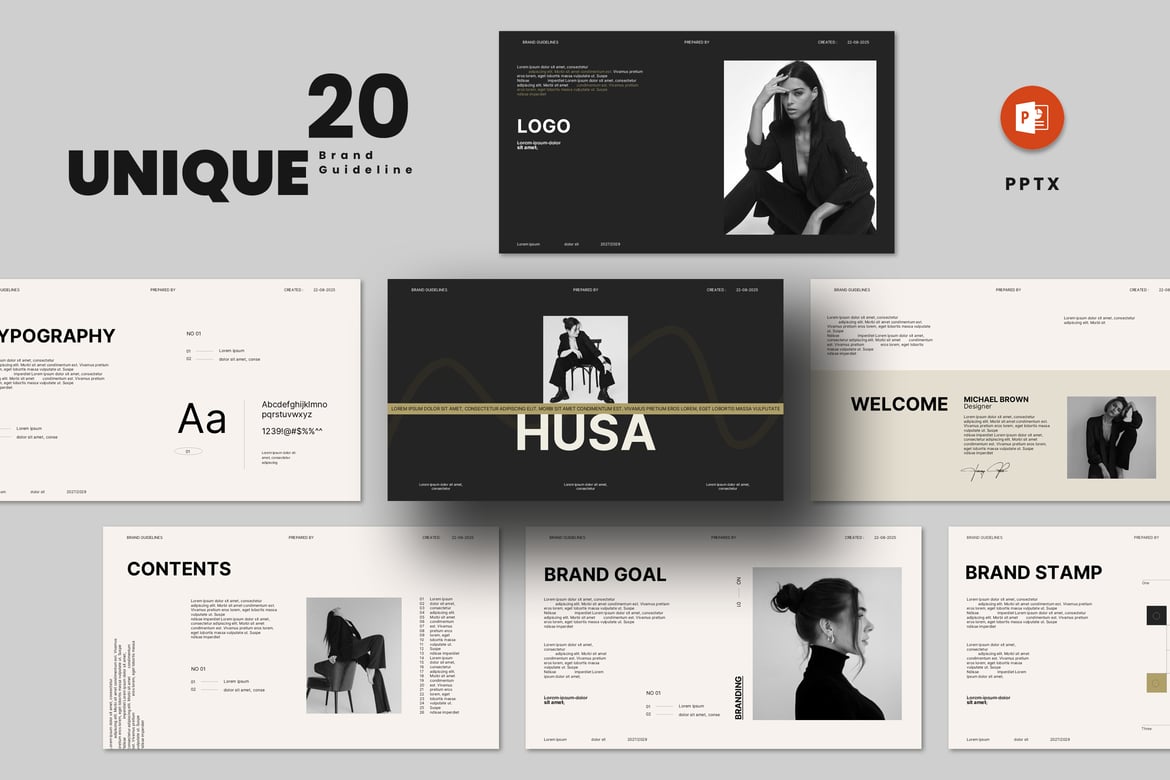Template Presentasi PowerPoint Panduan Merek yang Menarik dan Profesional
