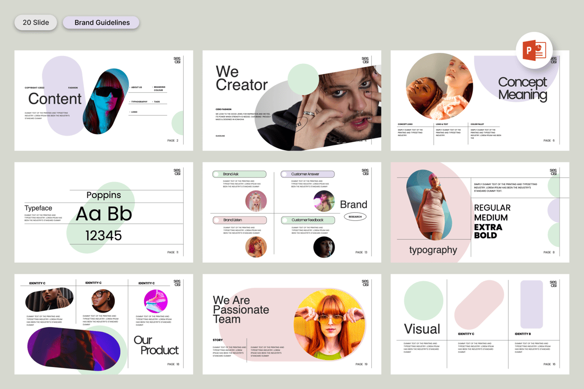 Template PowerPoint Pedoman Merek yang Profesional