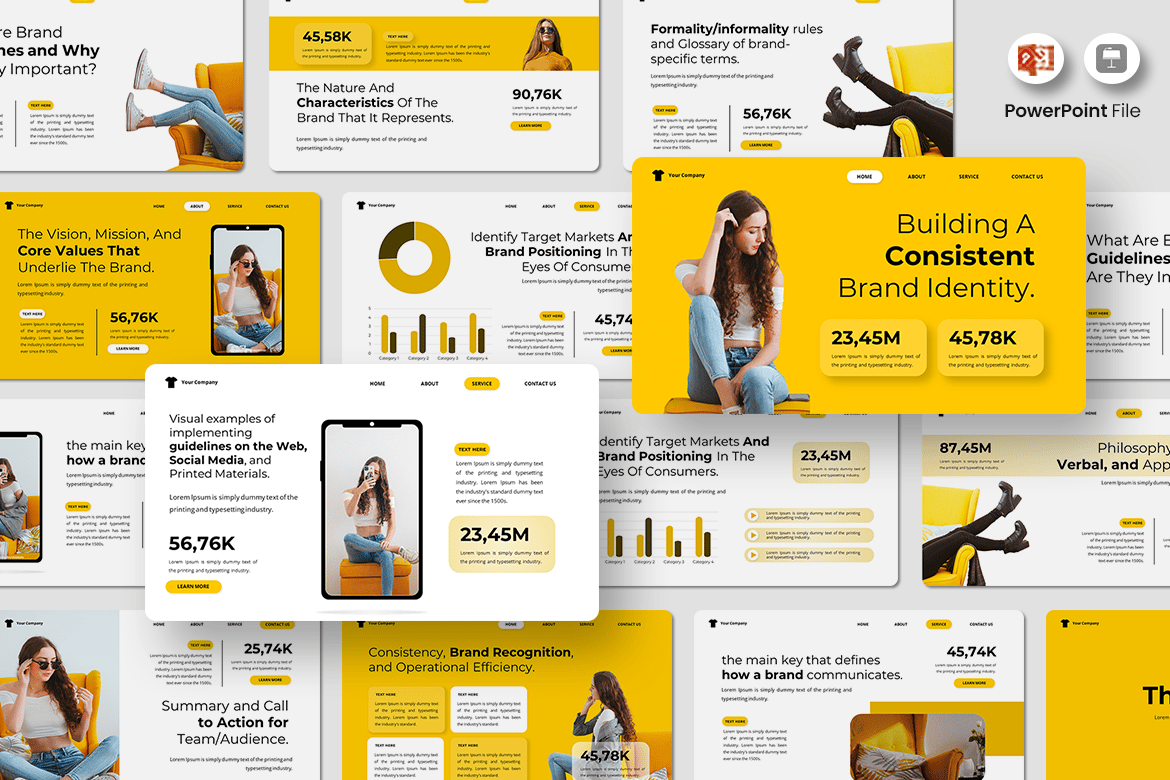 Template Presentasi PowerPoint Panduan Merek yang Menarik