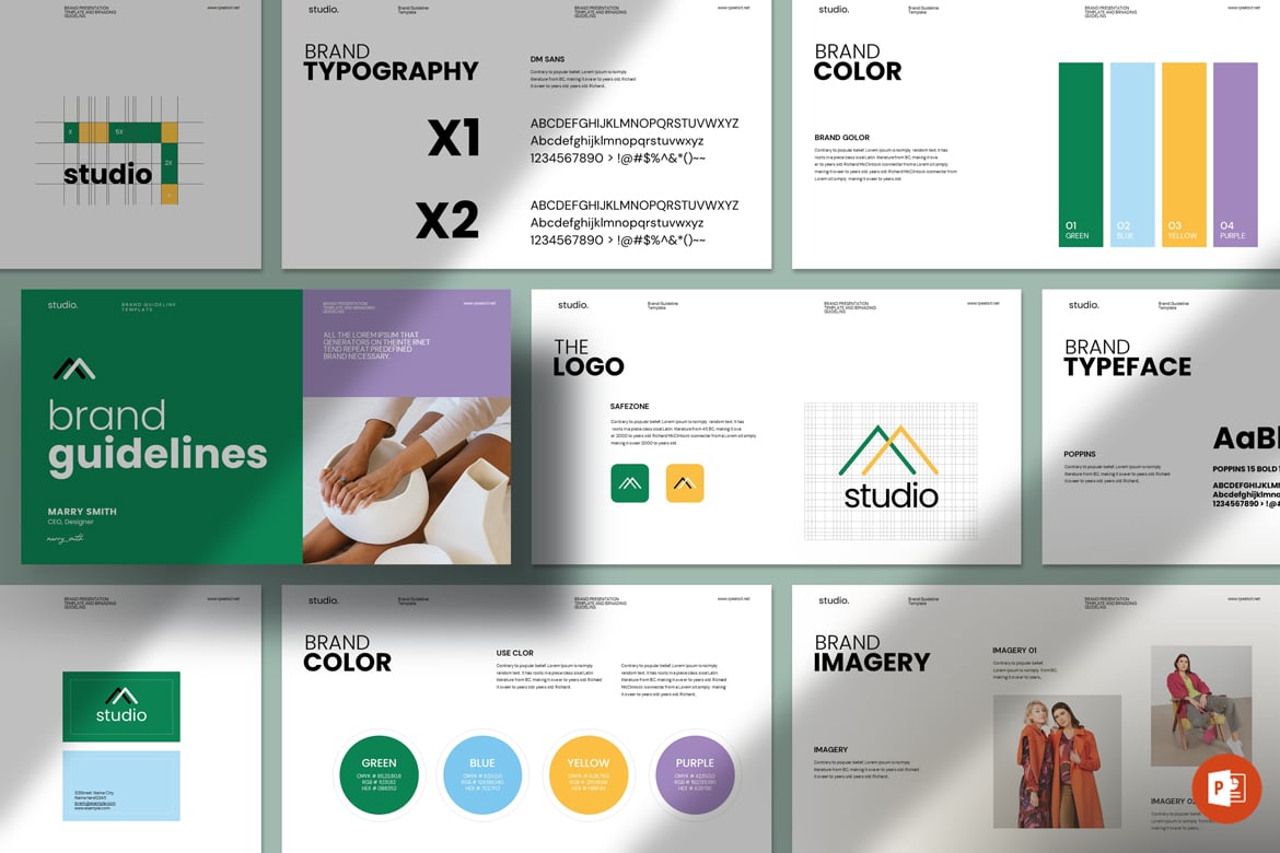 Template PowerPoint Panduan Merek yang Menarik dan Profesional