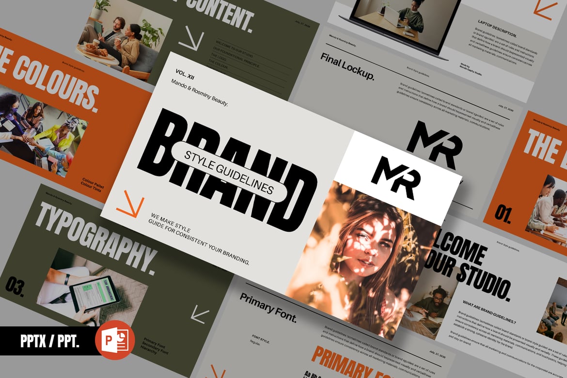 Template Powerpoint Pedoman Merek yang Profesional dan Menarik